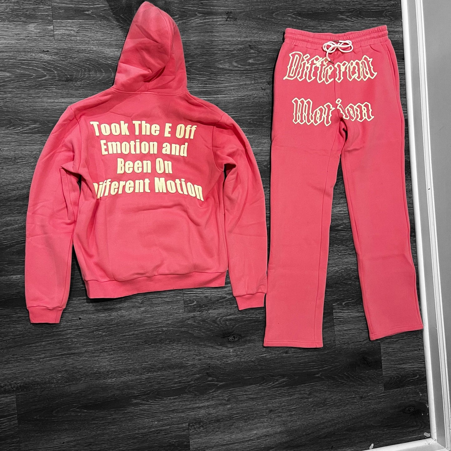 Different Motion Pink/Cream Jogging Suit Set - Premium from Different Motion - Just $100! Shop now at Different Motion