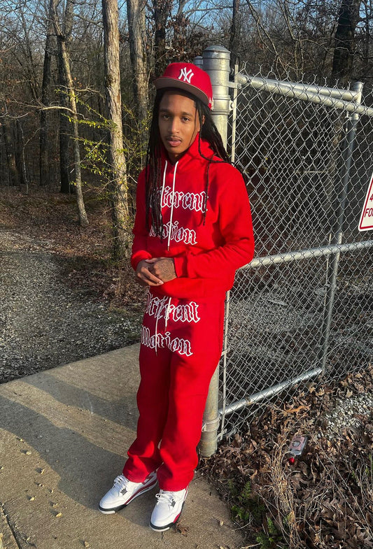 Different Motion Red/White Jogging Suit Set - Premium  from Different Motion - Just $100! Shop now at Different Motion