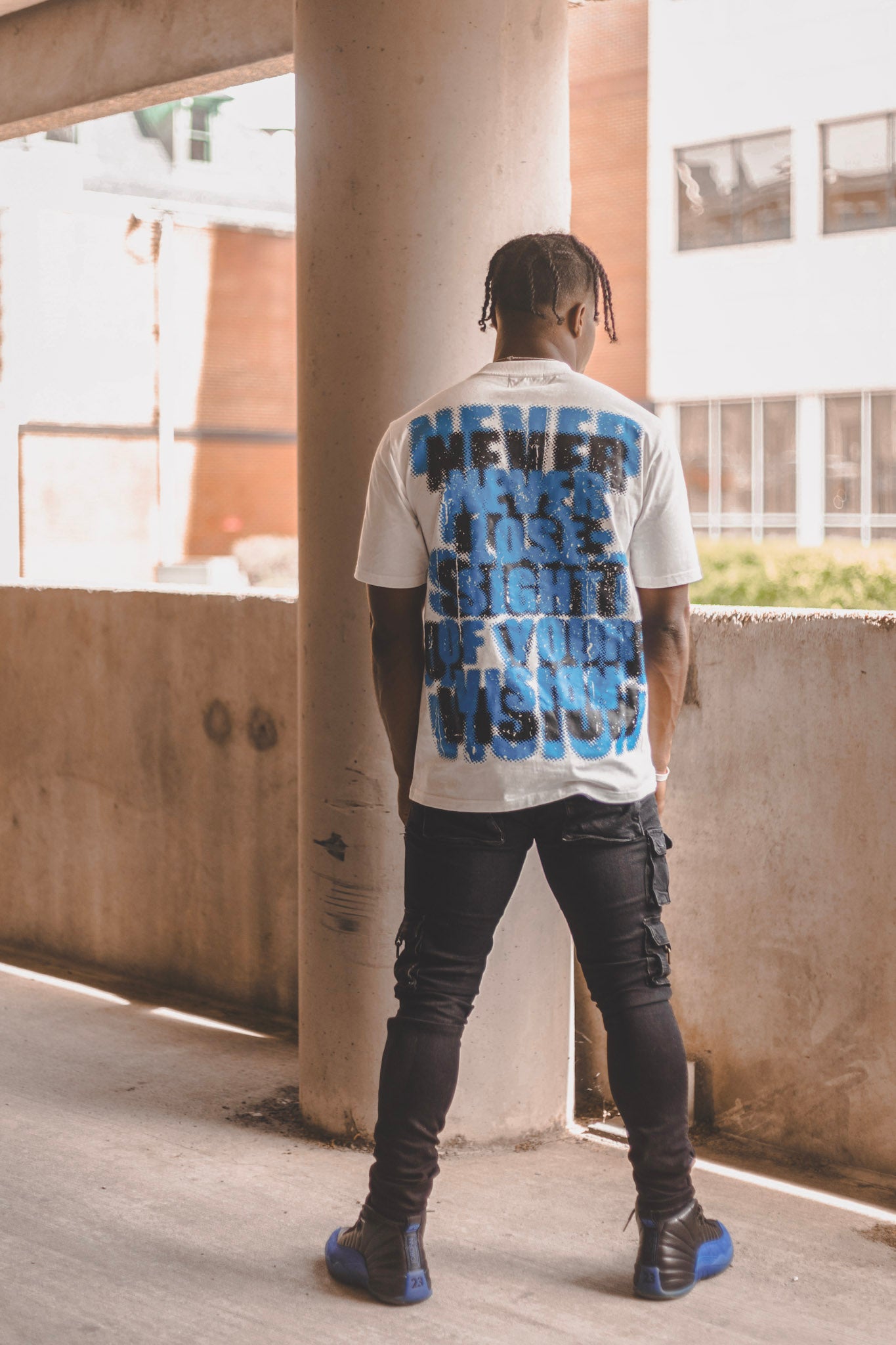 Never Lose Sight Graphic Tee Blue/White - Premium  from Different Motion - Just $40! Shop now at Different Motion