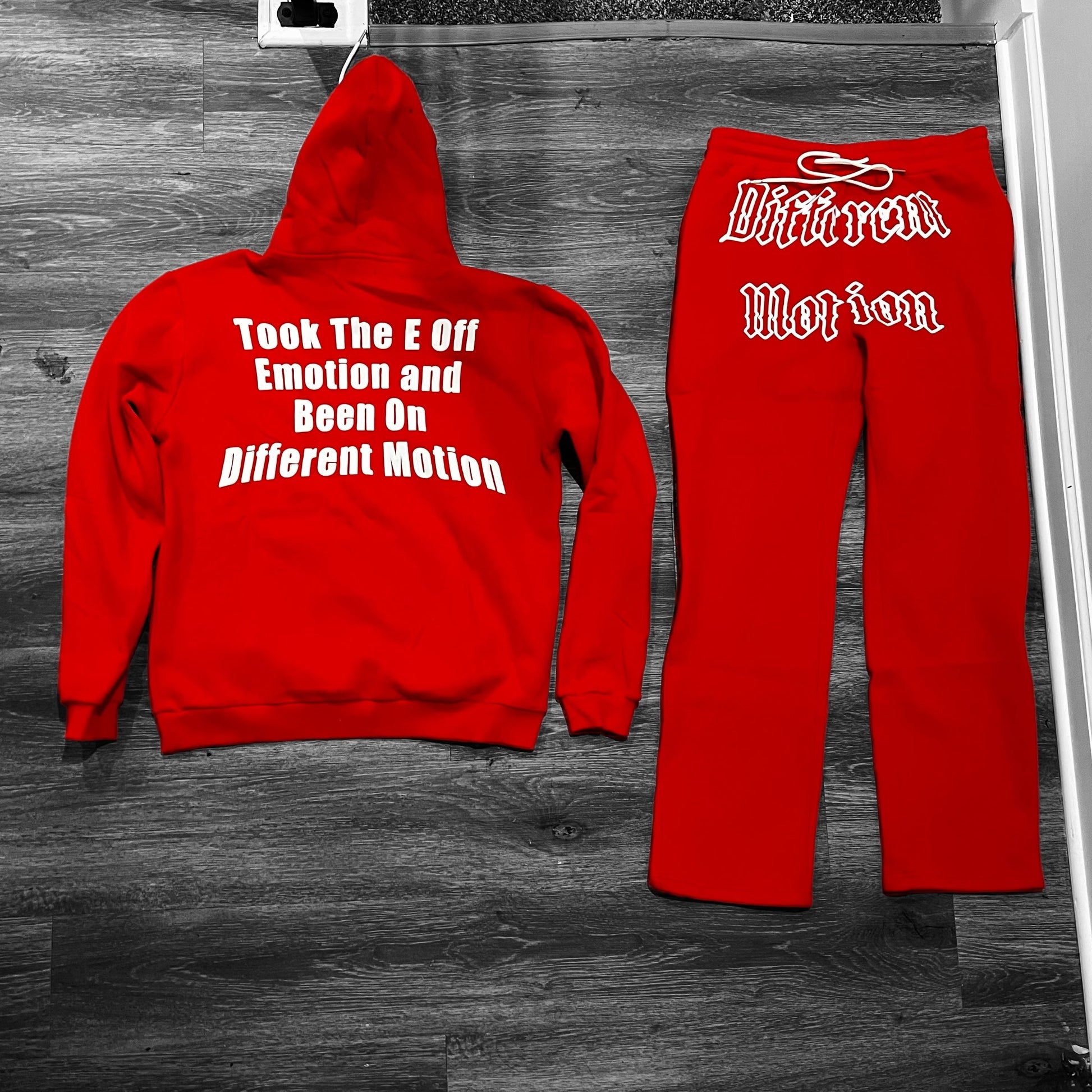 Different Motion Red/White Jogging Suit Set - Premium  from Different Motion - Just $100! Shop now at Different Motion