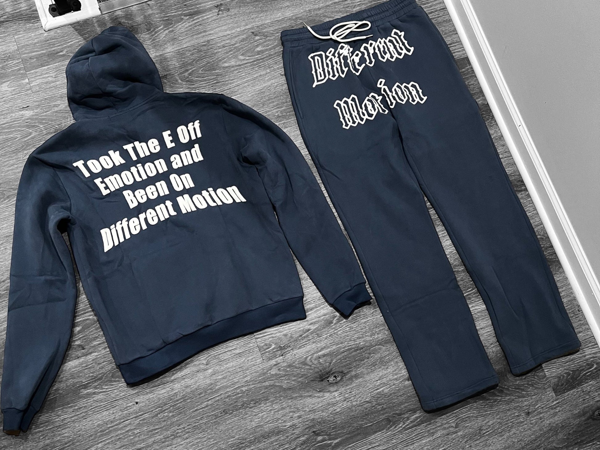 Different Motion Navy/White Jogging Suit Set - Premium  from Different Motion - Just $100! Shop now at Different Motion