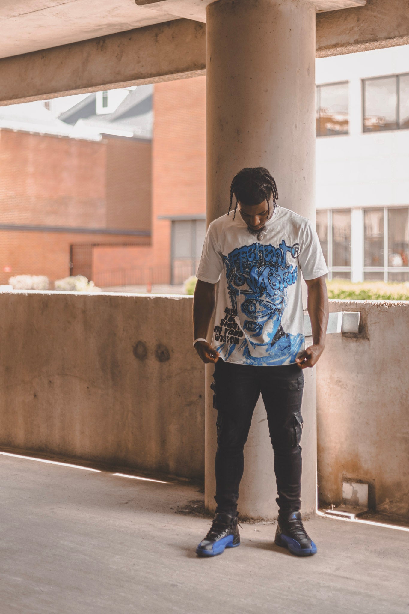 Never Lose Sight Graphic Tee Blue/White - Premium  from Different Motion - Just $40! Shop now at Different Motion