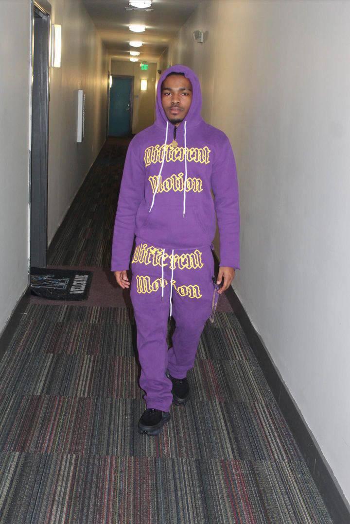 Different Motion Purple/Gold Jogging Suit Set - Premium  from Different Motion - Just $100! Shop now at Different Motion